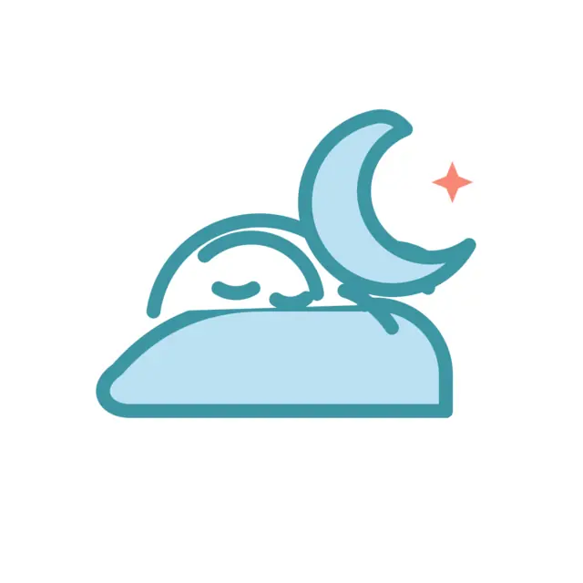 眠る人と月、呼吸を表したイラスト